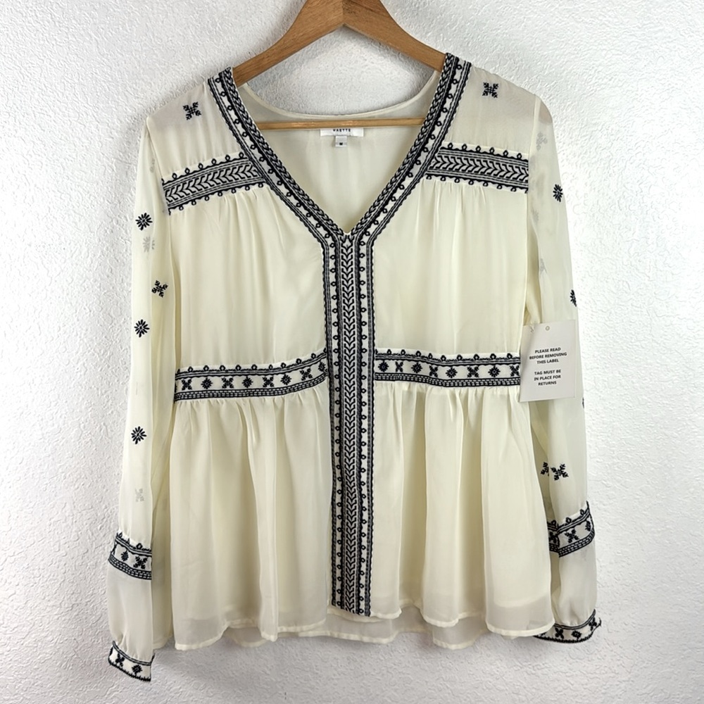 New nwt Stella & Dot Maette Lela Embroidered Blouse top M - Picture 5 of 13